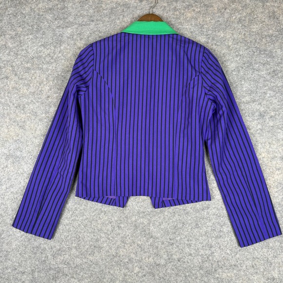 DC Comics Joker Jacket Womens Medium Blazer Costume Cosplay Purple Button Stripe - Picture 9 of 12